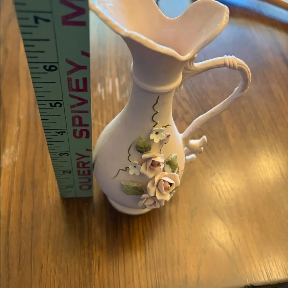 Lefton vintage 1186 Floral Embellished Vase